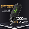 Fuente de alimentación profesional para tatuajes Mini RCA de 1200 mAh: batería de larga duración para un rendimiento óptimo