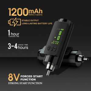 Fuente de alimentación profesional para tatuajes Mini RCA de 1200 mAh: batería de larga duración para un rendimiento óptimo