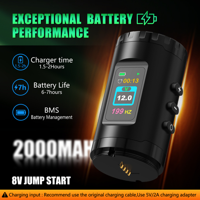 Nueva pluma de máquina de tatuaje inalámbrica de Motor Sin Núcleo personalizada de alta calidad al por mayor de fábrica con capacidad de batería de 2000mAh